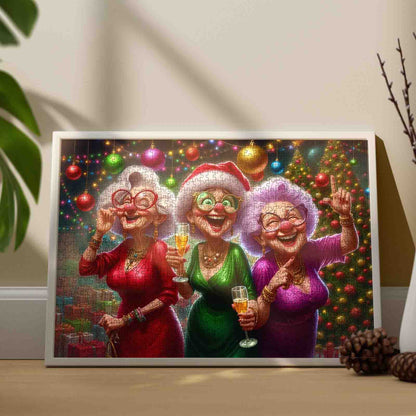 Christmas Party Joyful Senior Ladies Jigsaw Puzzle