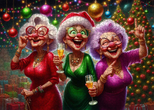 Christmas Party Joyful Senior Ladies Jigsaw Puzzle