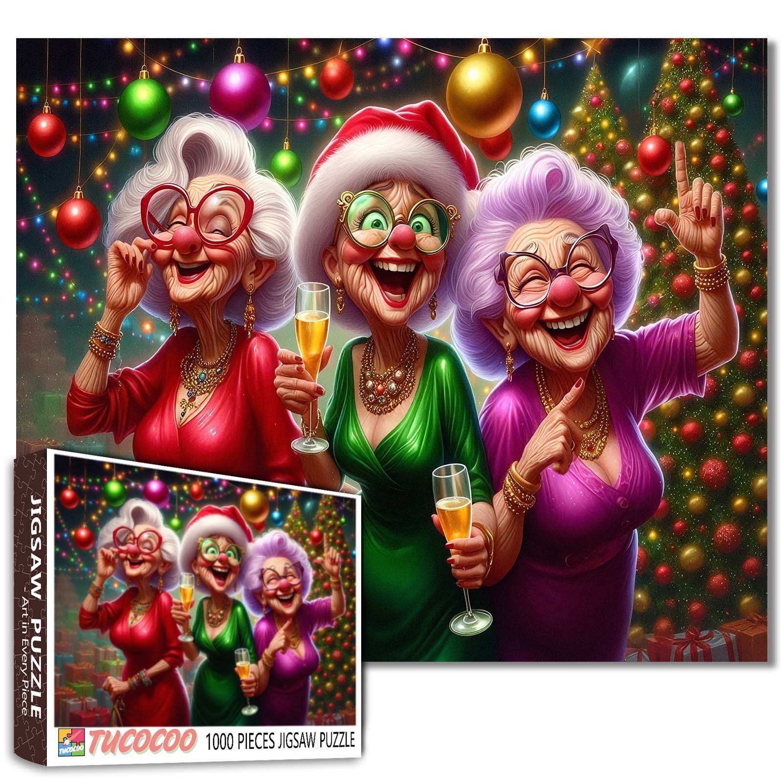 Christmas Party Joyful Senior Ladies Jigsaw Puzzle