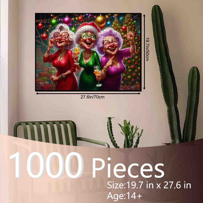 Christmas Party Joyful Senior Ladies Jigsaw Puzzle