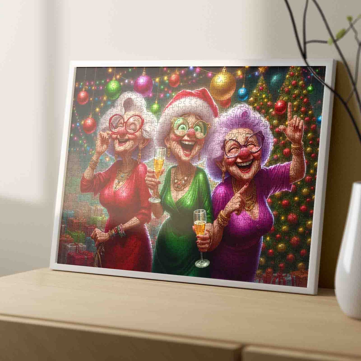 Christmas Party Joyful Senior Ladies Jigsaw Puzzle