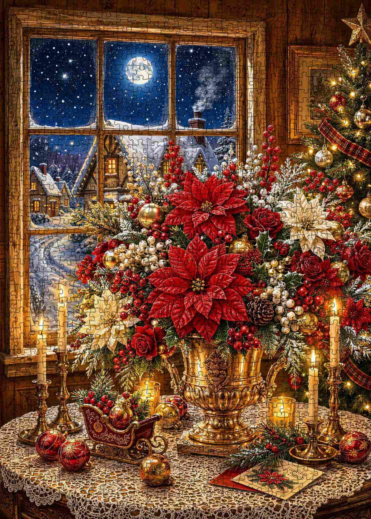 Christmas Poinsettia Window Jigsaw Puzzle