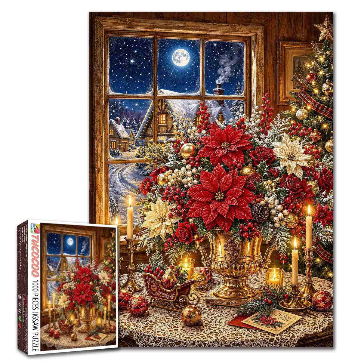 Christmas Poinsettia Window Jigsaw Puzzle