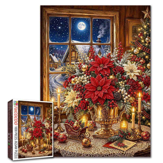 Christmas Poinsettia Window Jigsaw Puzzle