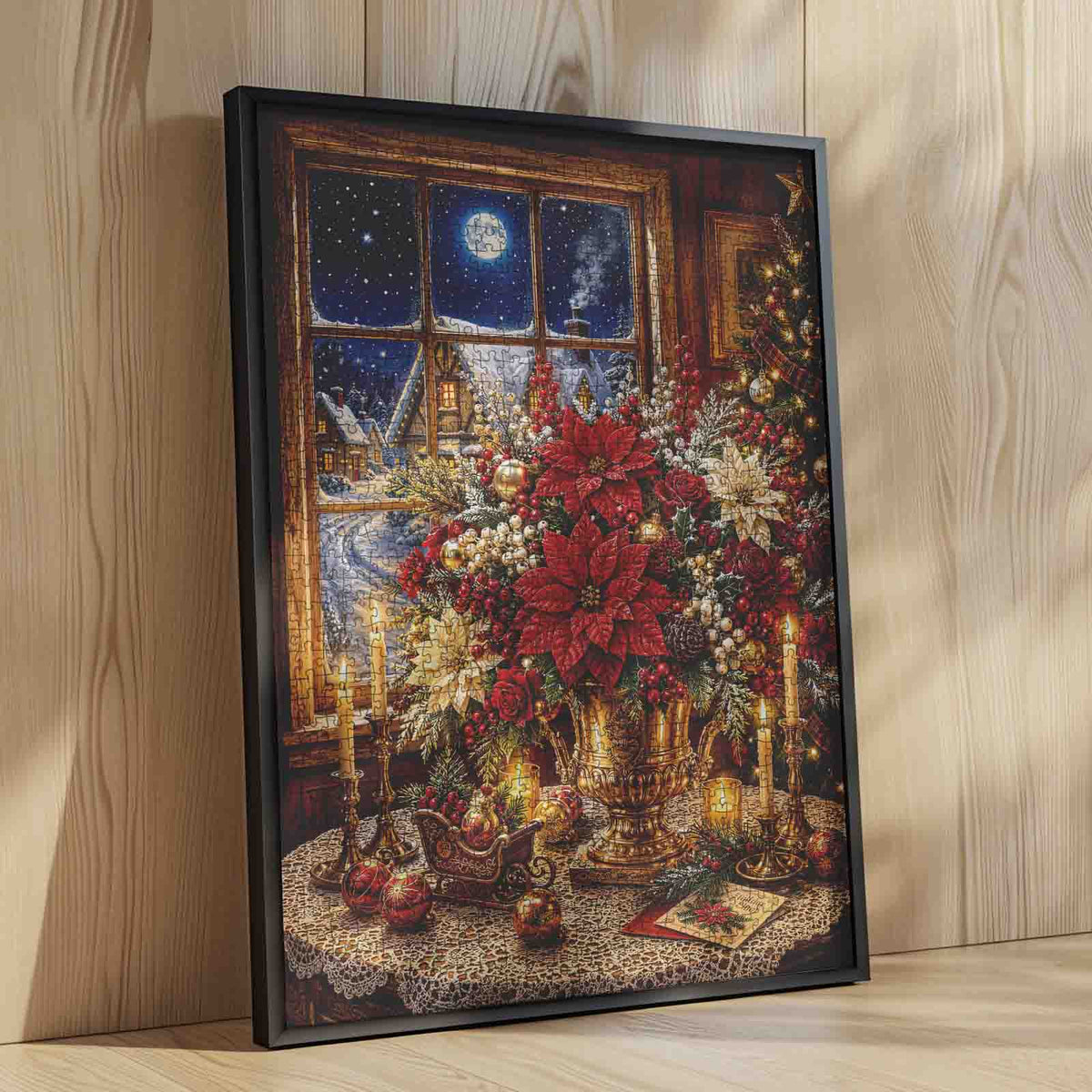 Christmas Poinsettia Window Jigsaw Puzzle