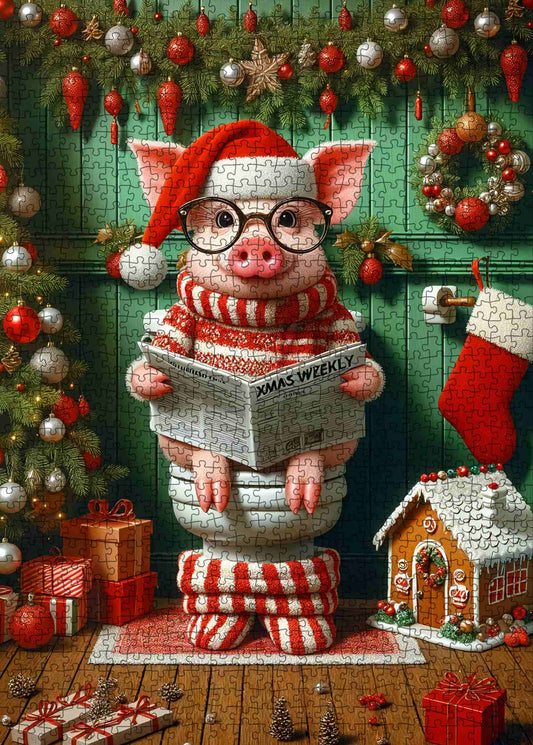 Christmas Reading Piggy Jigsaw Puzzle
