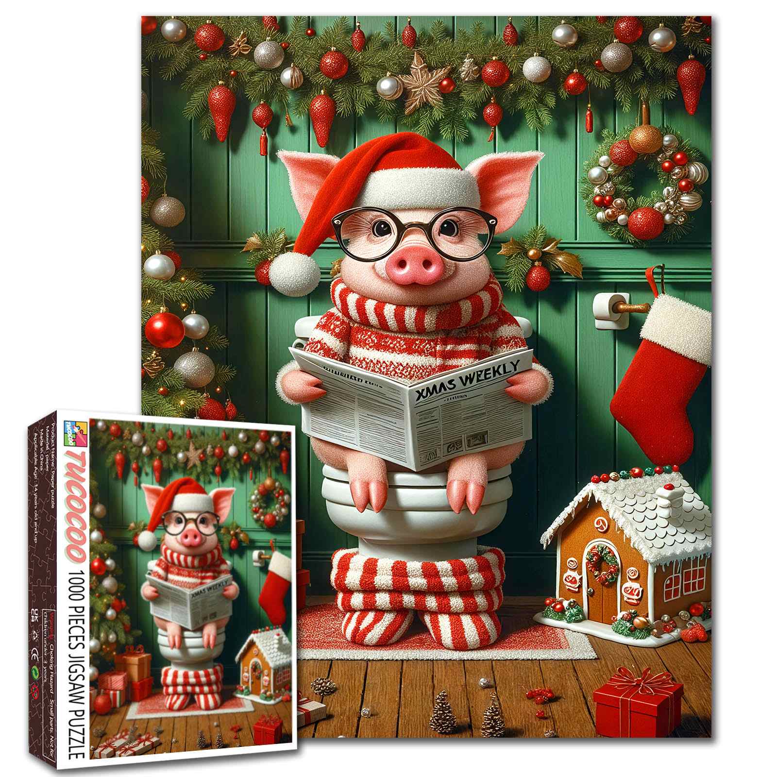 Christmas Reading Piggy Jigsaw Puzzle