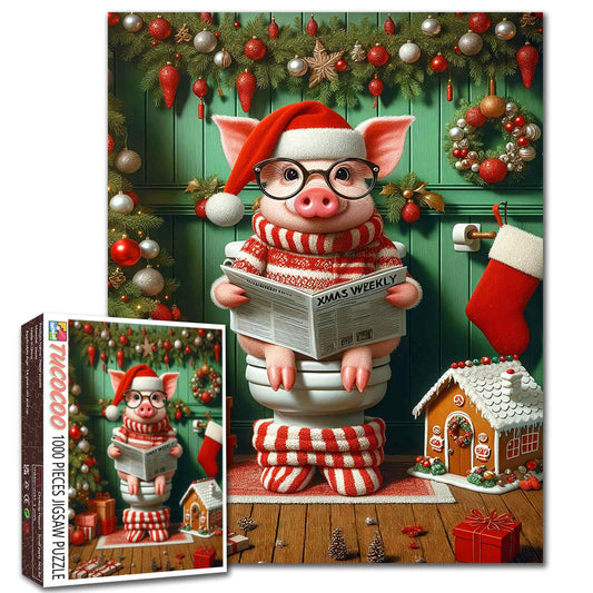 Christmas Reading Piggy Jigsaw Puzzle