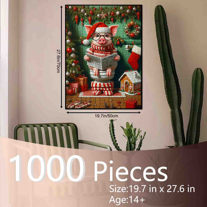 Christmas Reading Piggy Jigsaw Puzzle