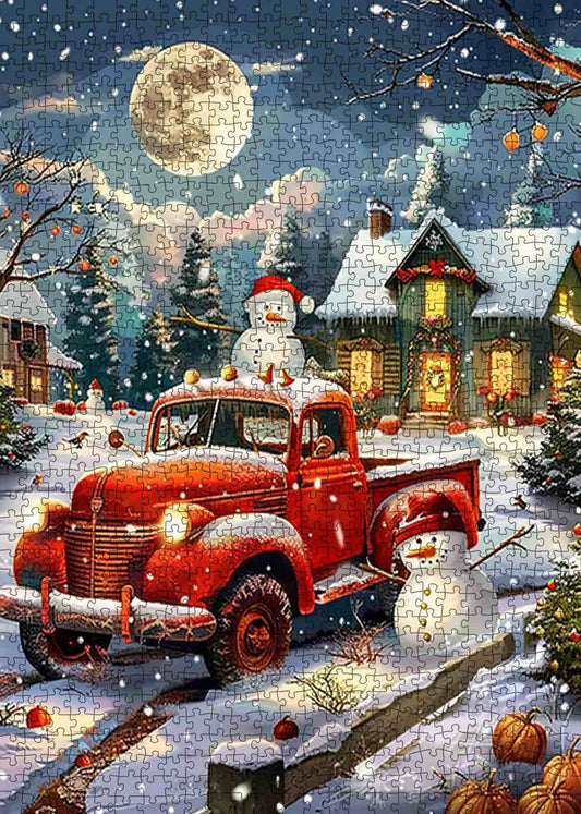 Christmas Red Truck Jigsaw Puzzle