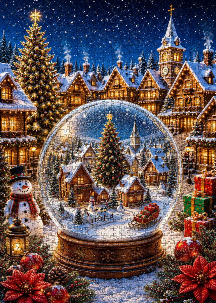 Christmas Snow Globe Village Jigsaw Puzzle