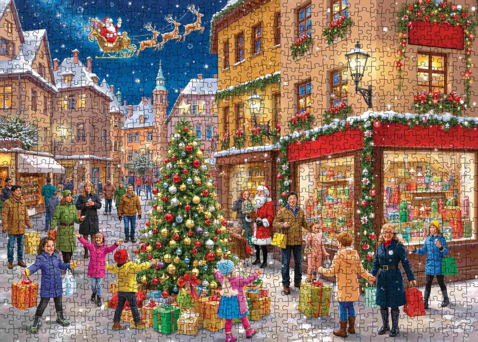 Christmas Town Square Celebration Jigsaw Puzzle