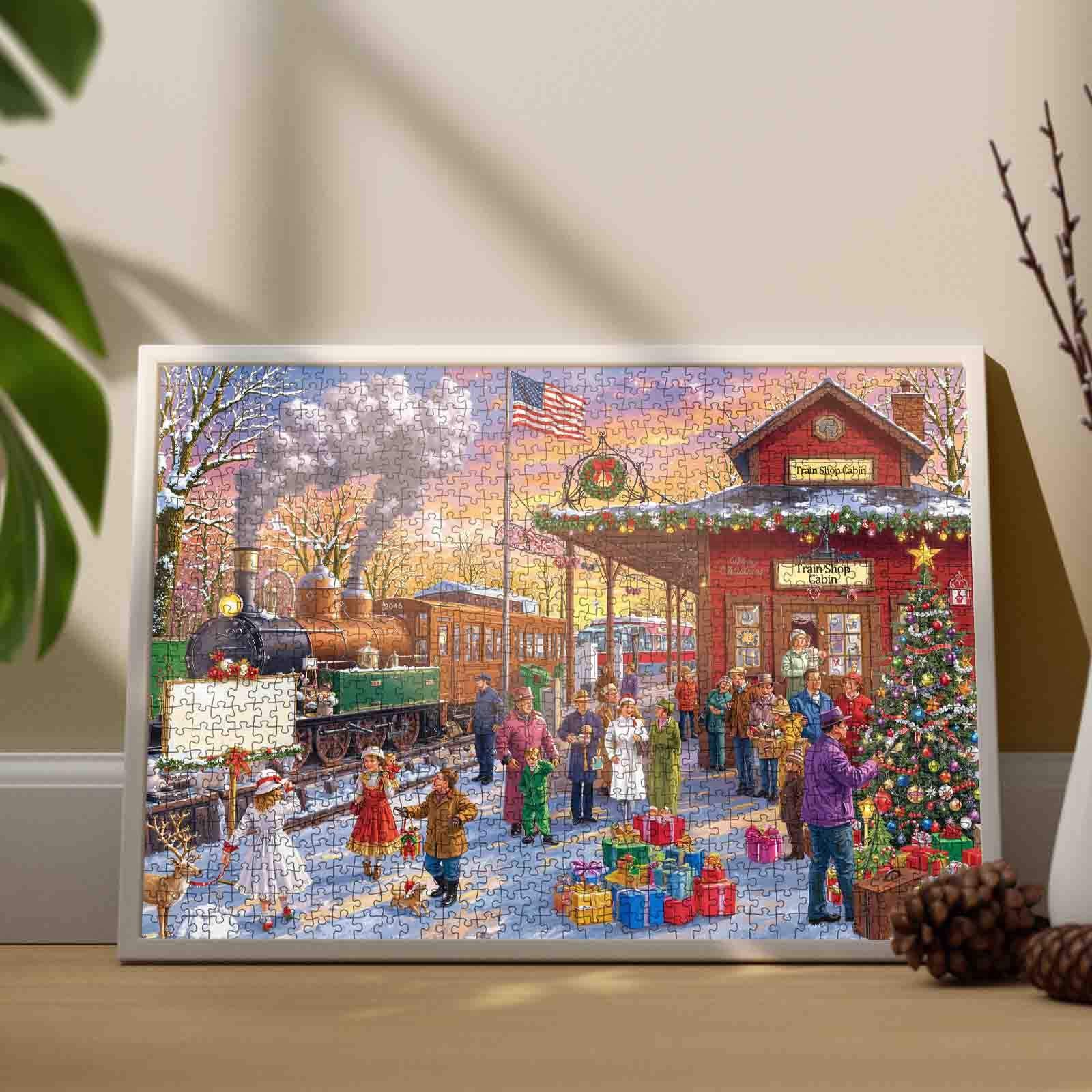 Christmas Train Station Celebration Jigsaw Puzzle
