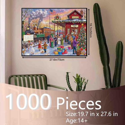 Christmas Train Station Celebration Jigsaw Puzzle