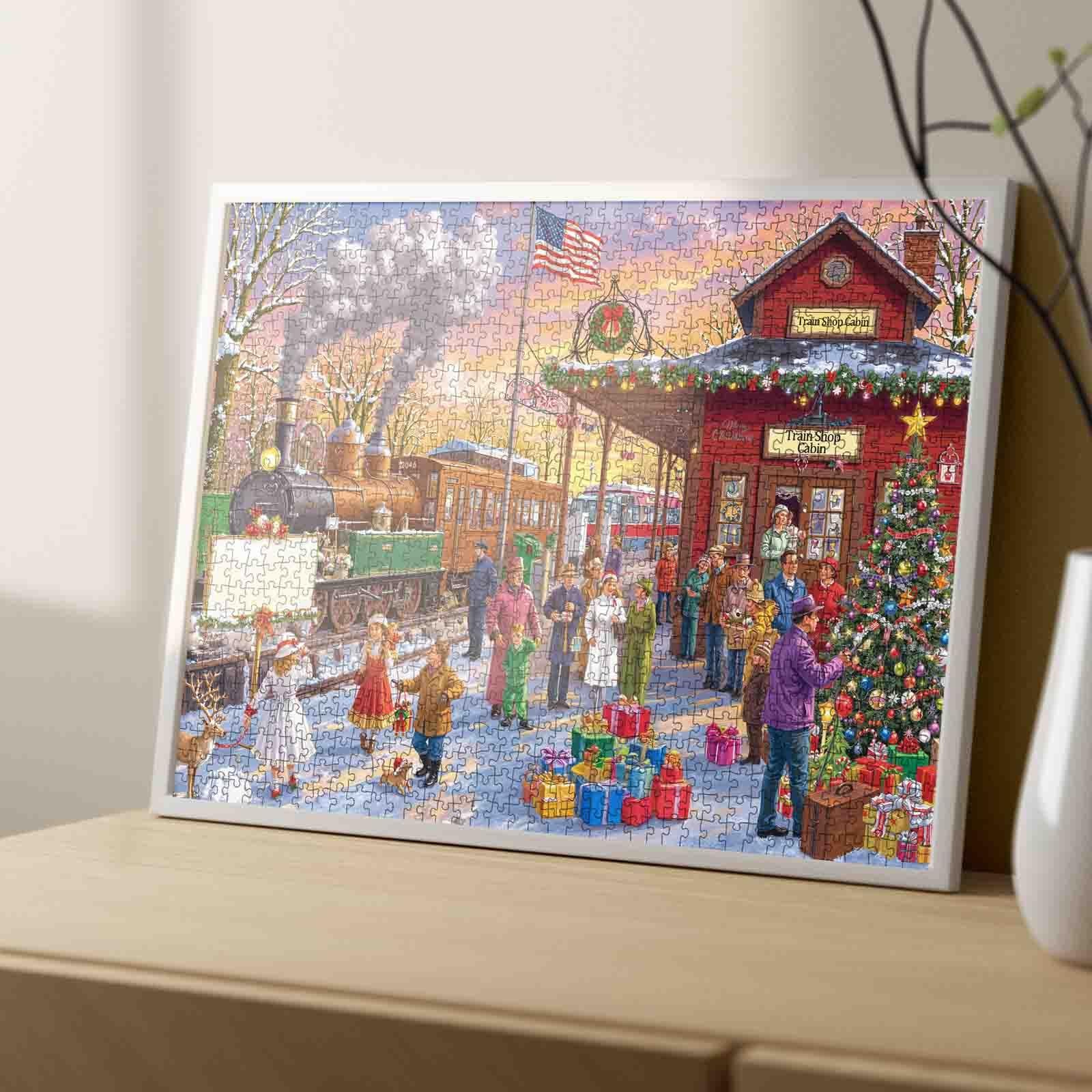 Christmas Train Station Celebration Jigsaw Puzzle