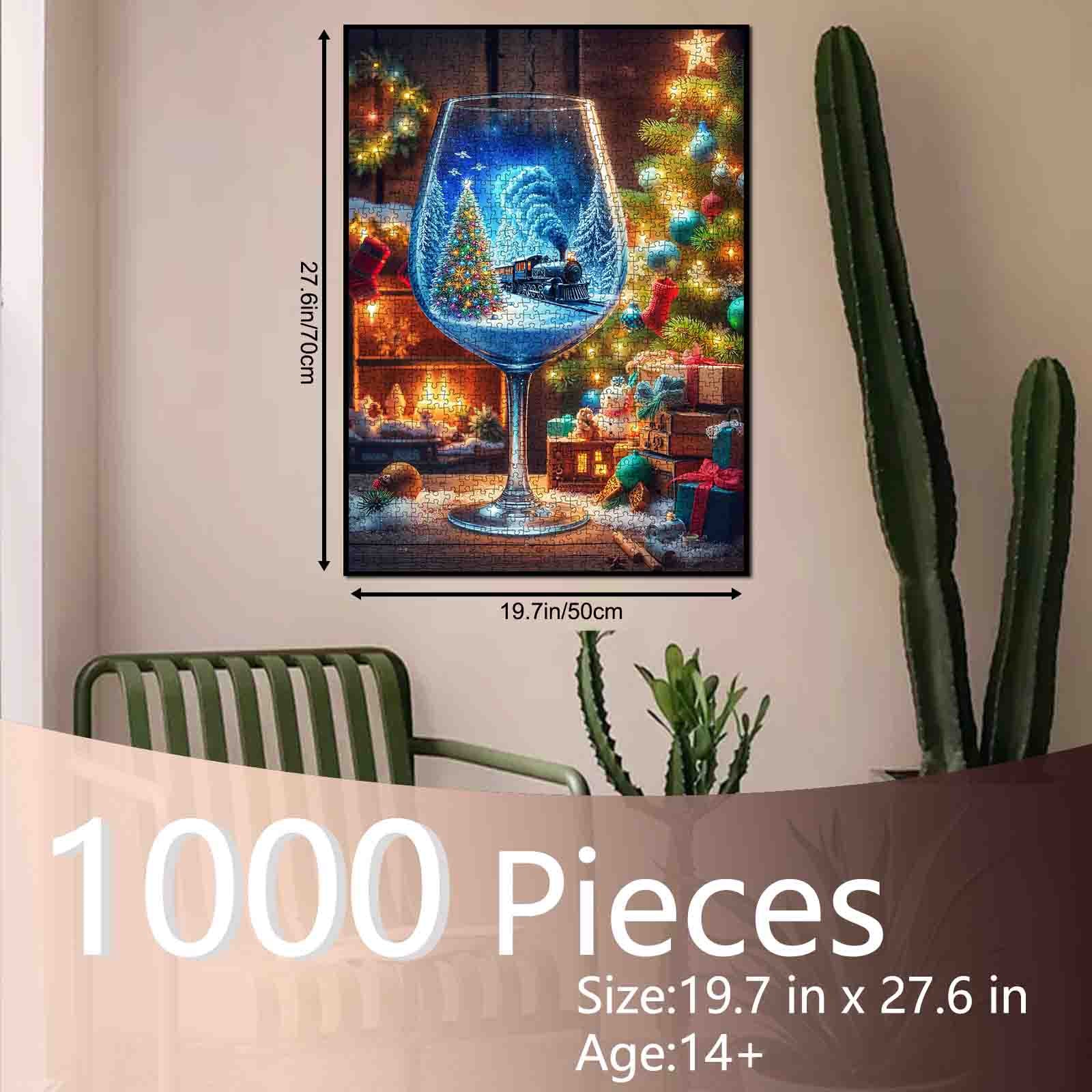 Christmas Train in Wine Glass Jigsaw Puzzle