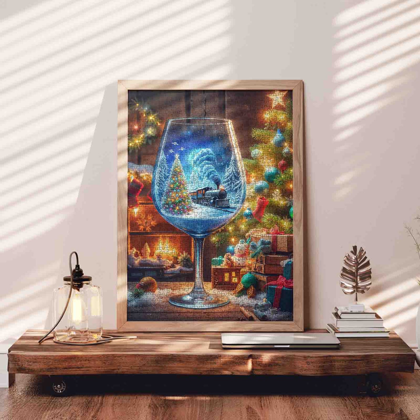 Christmas Train in Wine Glass Jigsaw Puzzle