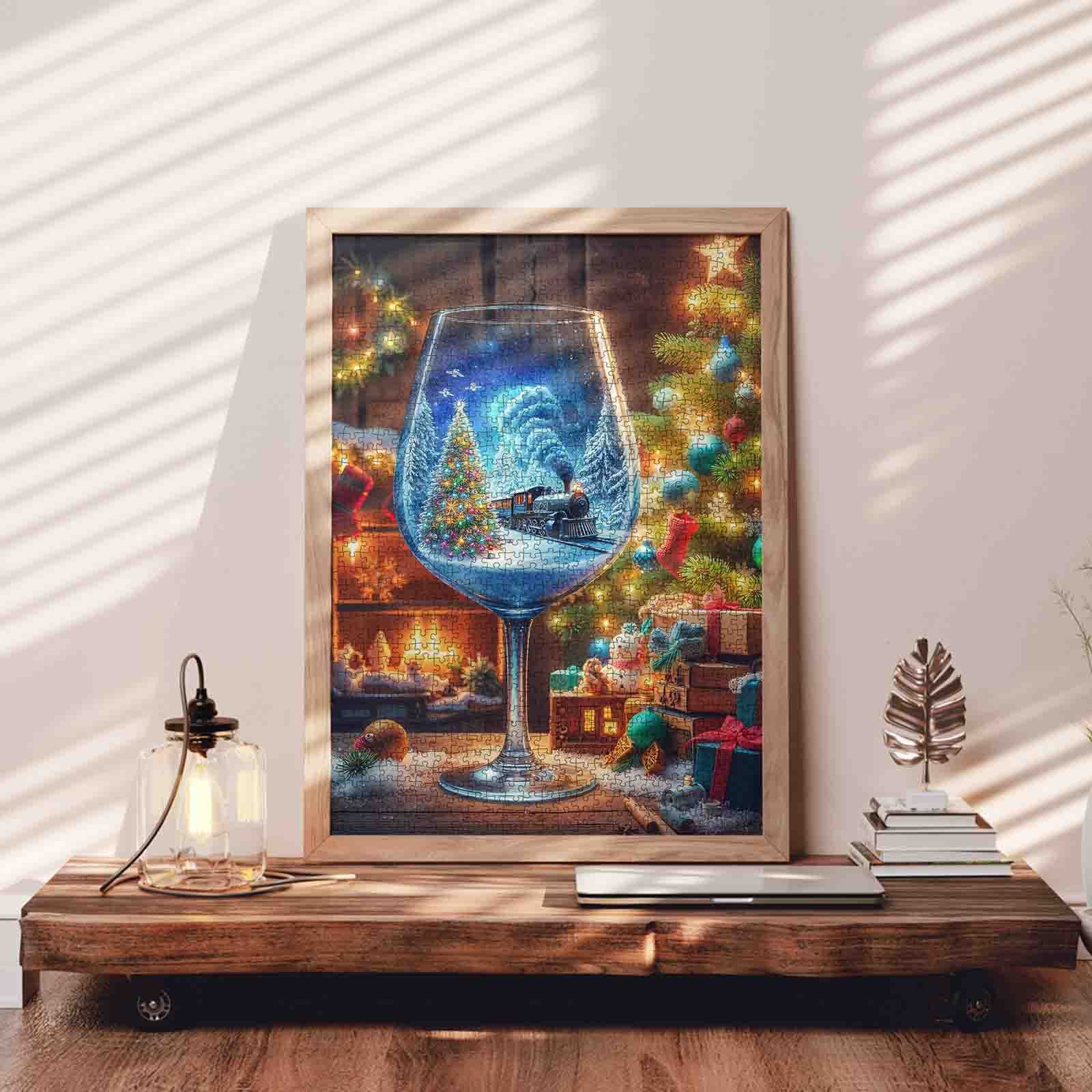 Christmas Train in Wine Glass Jigsaw Puzzle