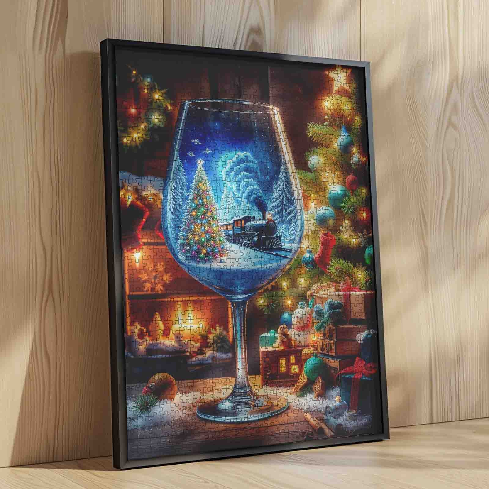 Christmas Train in Wine Glass Jigsaw Puzzle
