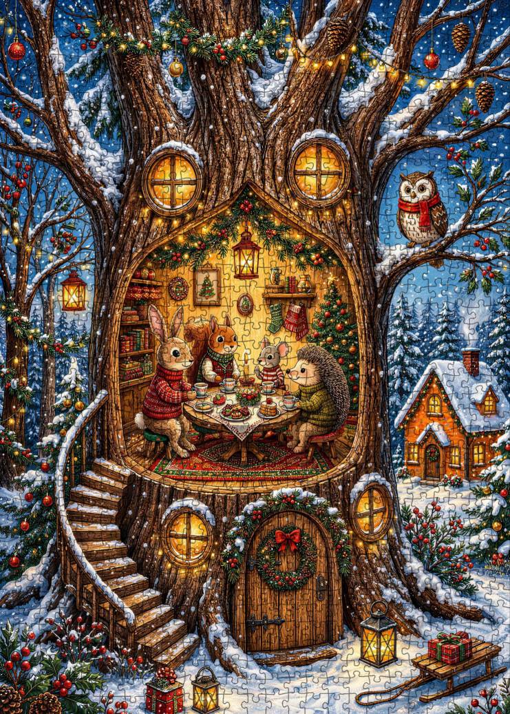 Christmas Treehouse Friends Jigsaw Puzzle