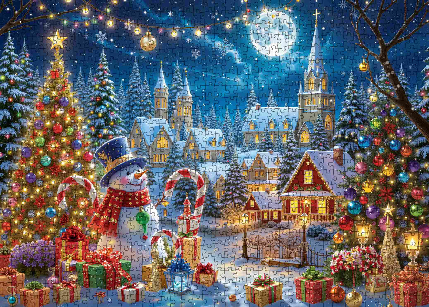 Christmas Village Moonlight Jigsaw Puzzle