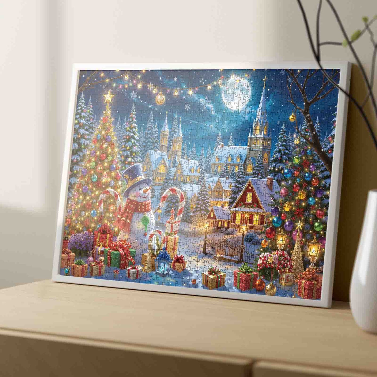 Christmas Village Moonlight Jigsaw Puzzle