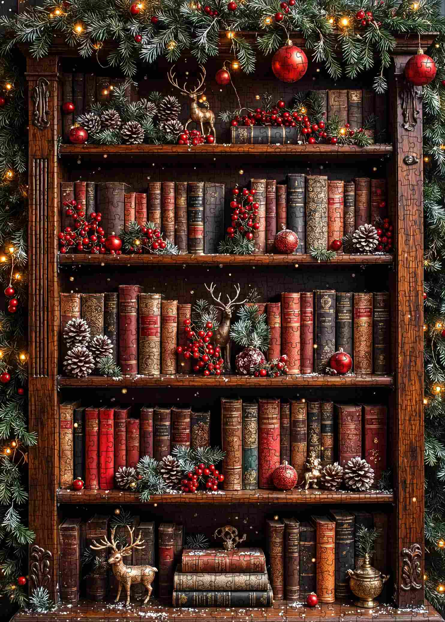 Christmas Bookshelf Charm Jigsaw Puzzle