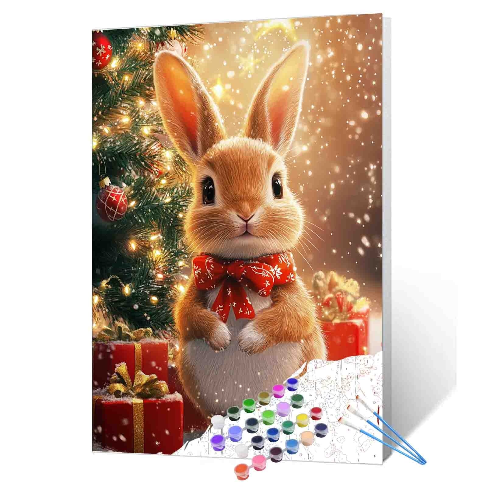 Christmas Bunny with Gifts Paint by Numbers