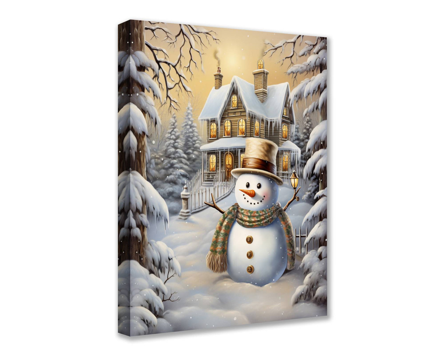 Snowman by Cozy Winter House Canvas Wall Art