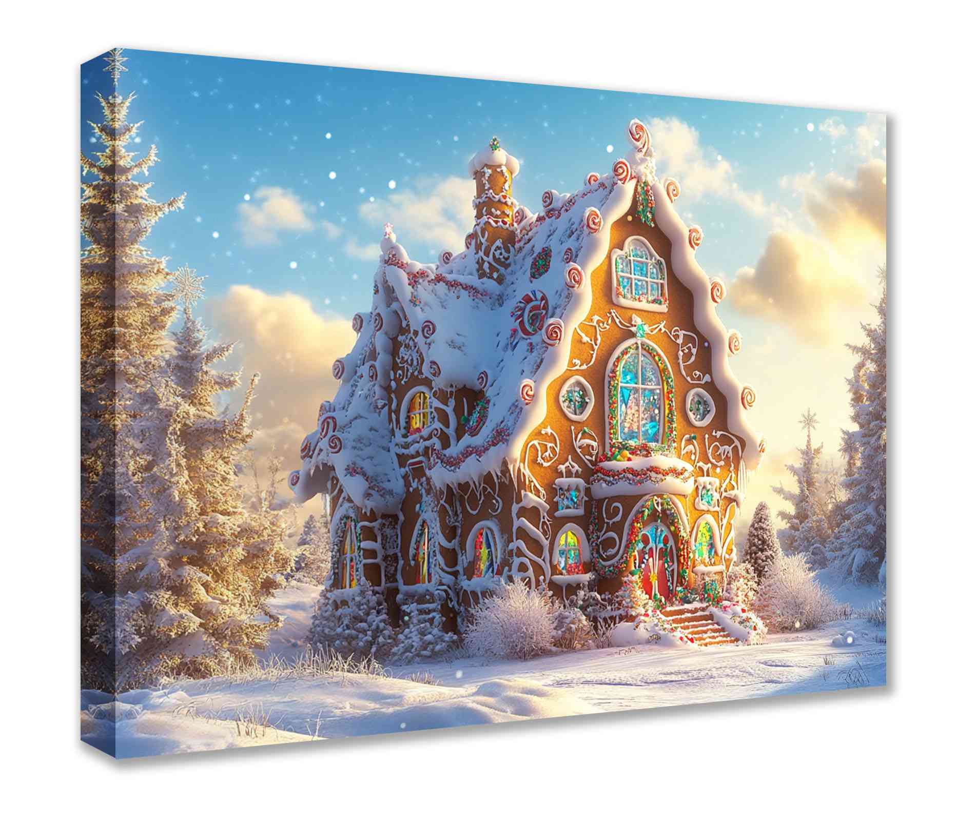 Gingerbread House Winter Wonderland Canvas Wall Art