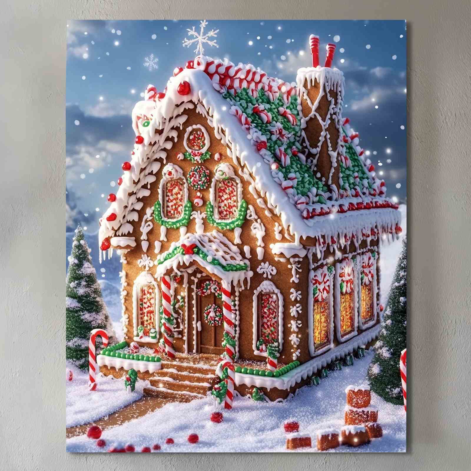 Gingerbread House Christmas Canvas Wall Art