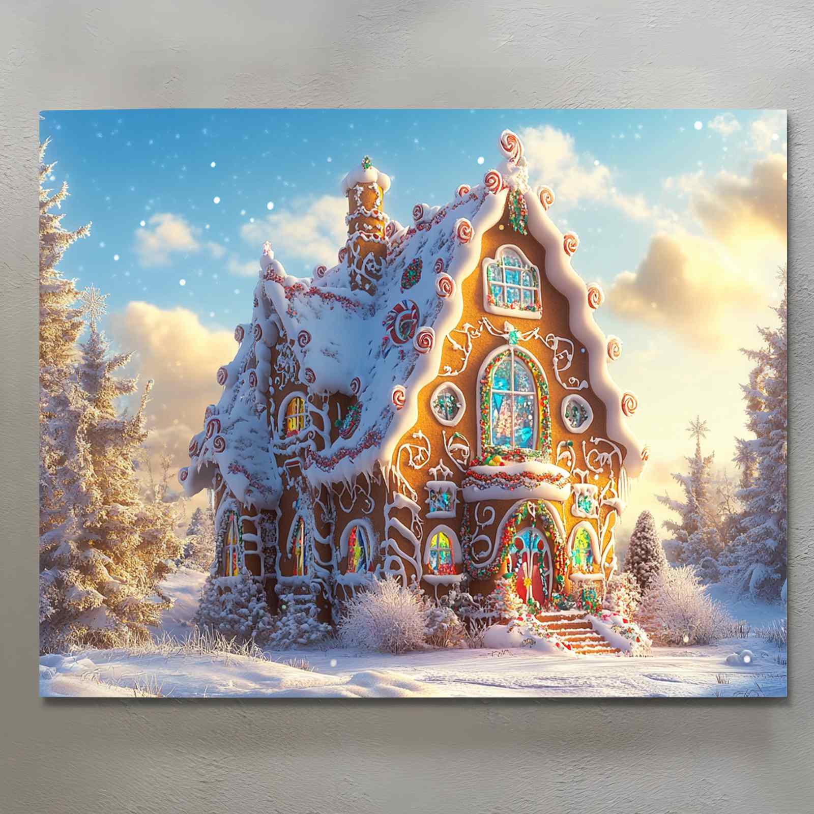 Gingerbread House Winter Wonderland Canvas Wall Art