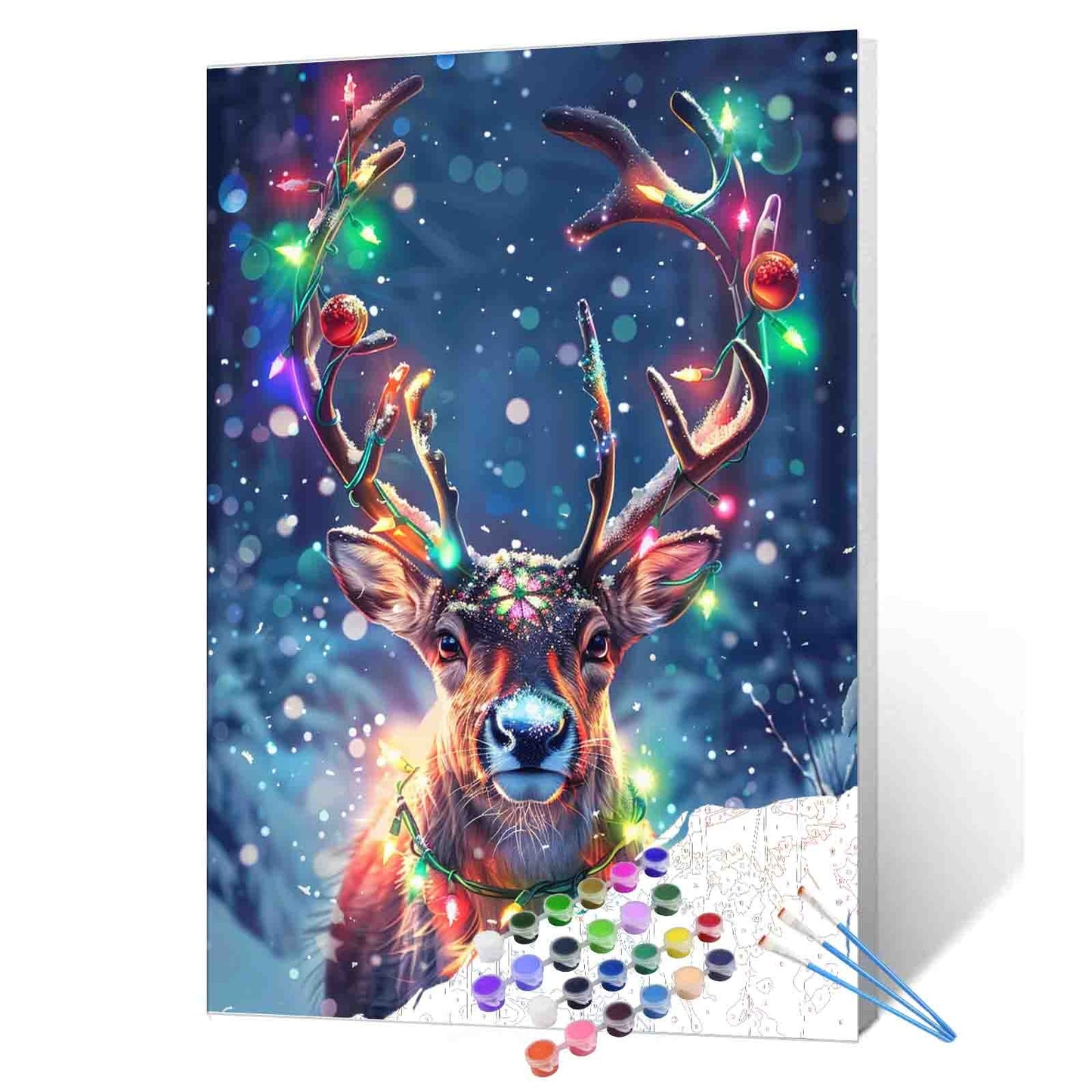 Christmas Deer Lights Paint by Numbers