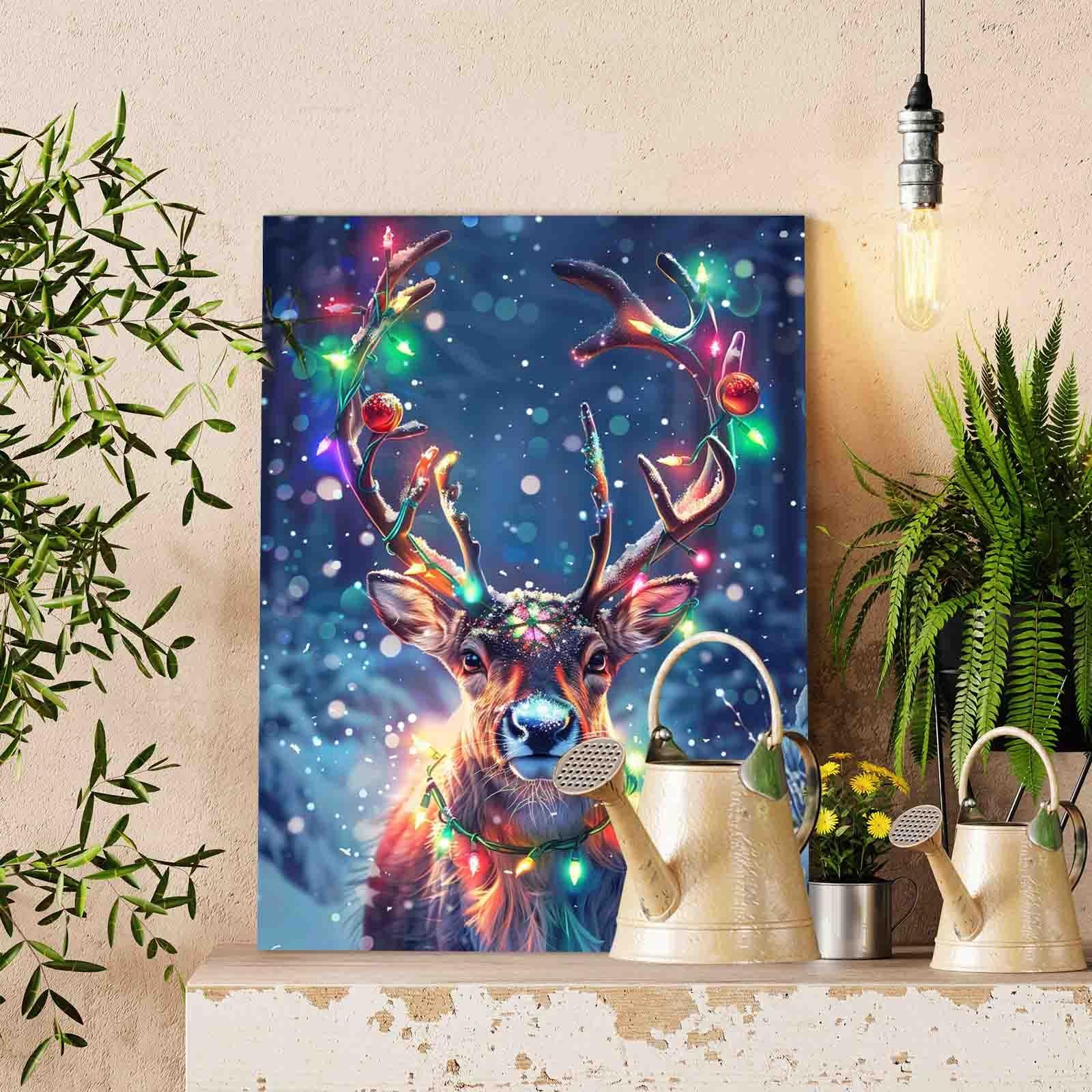 Christmas Deer Lights Paint by Numbers