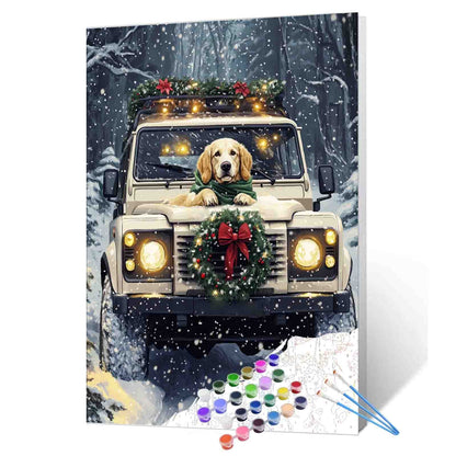 Christmas Drive Dog Paint by Numbers