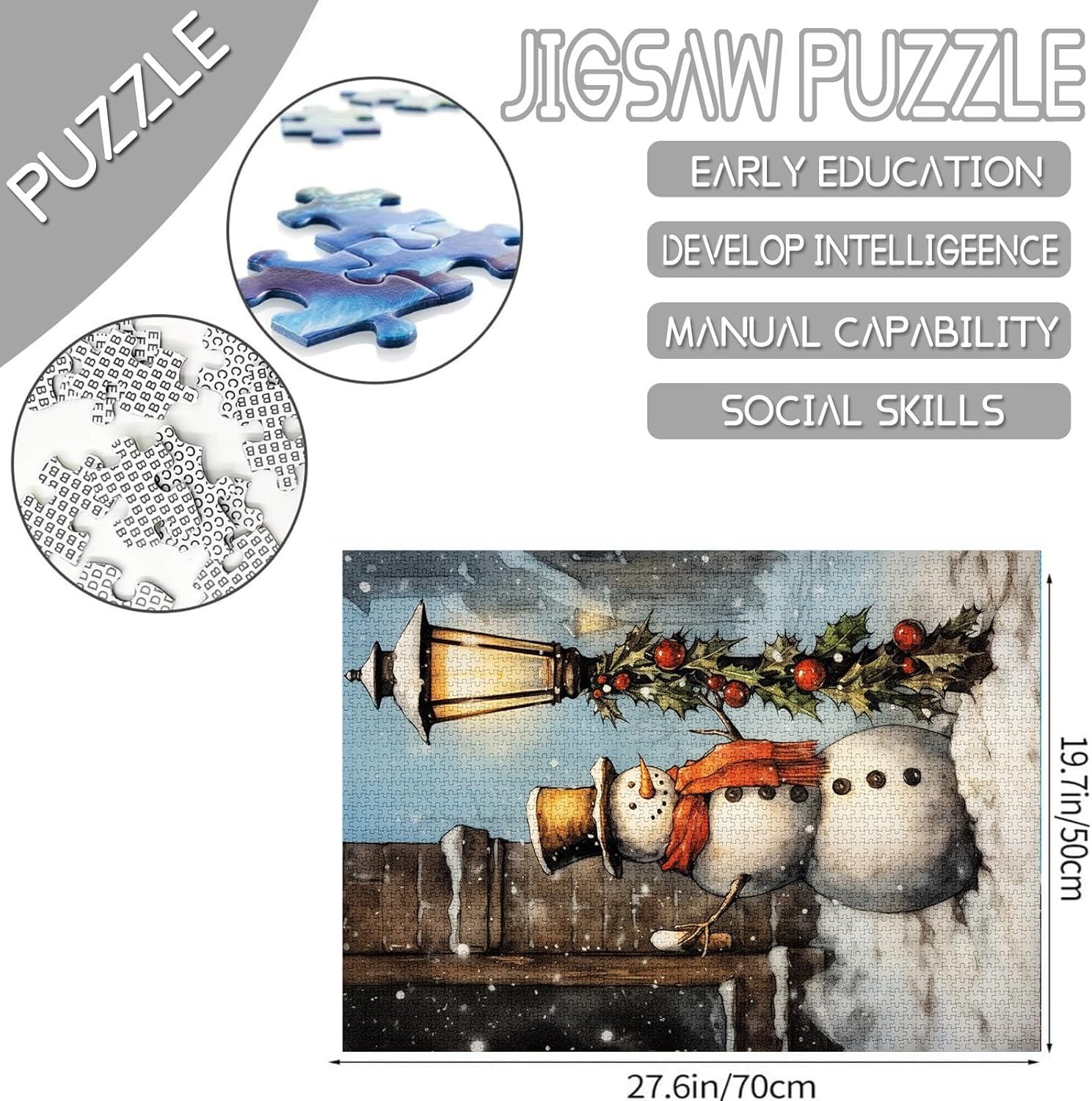 Snowman on Christmas Street Jigsaw Puzzles