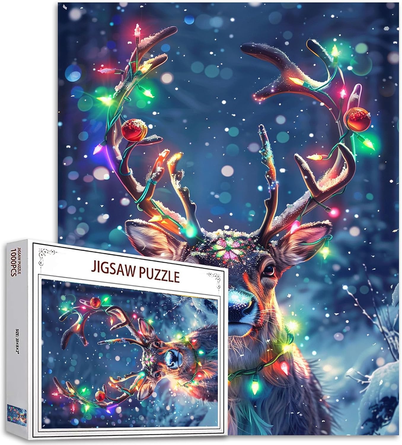 Christmas Lights Reindeer Jigsaw Puzzles