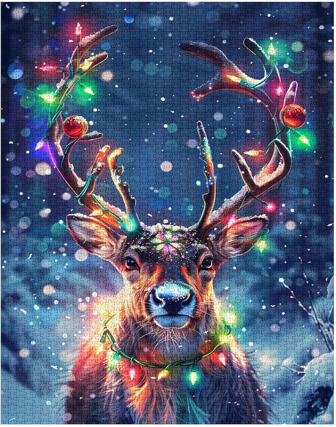 Christmas Lights Reindeer Jigsaw Puzzles