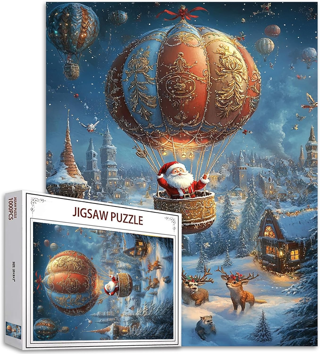 Santa Claus in Hot Air Balloon Jigsaw Puzzles