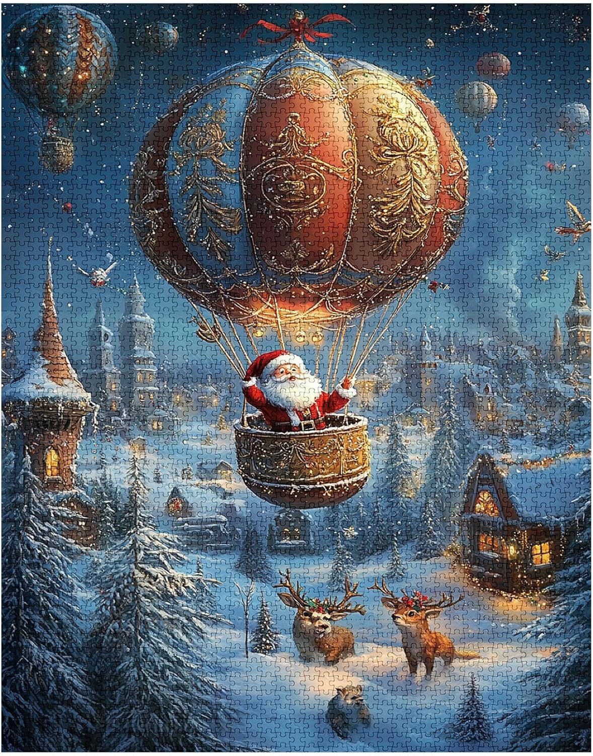 Santa Claus in Hot Air Balloon Jigsaw Puzzles