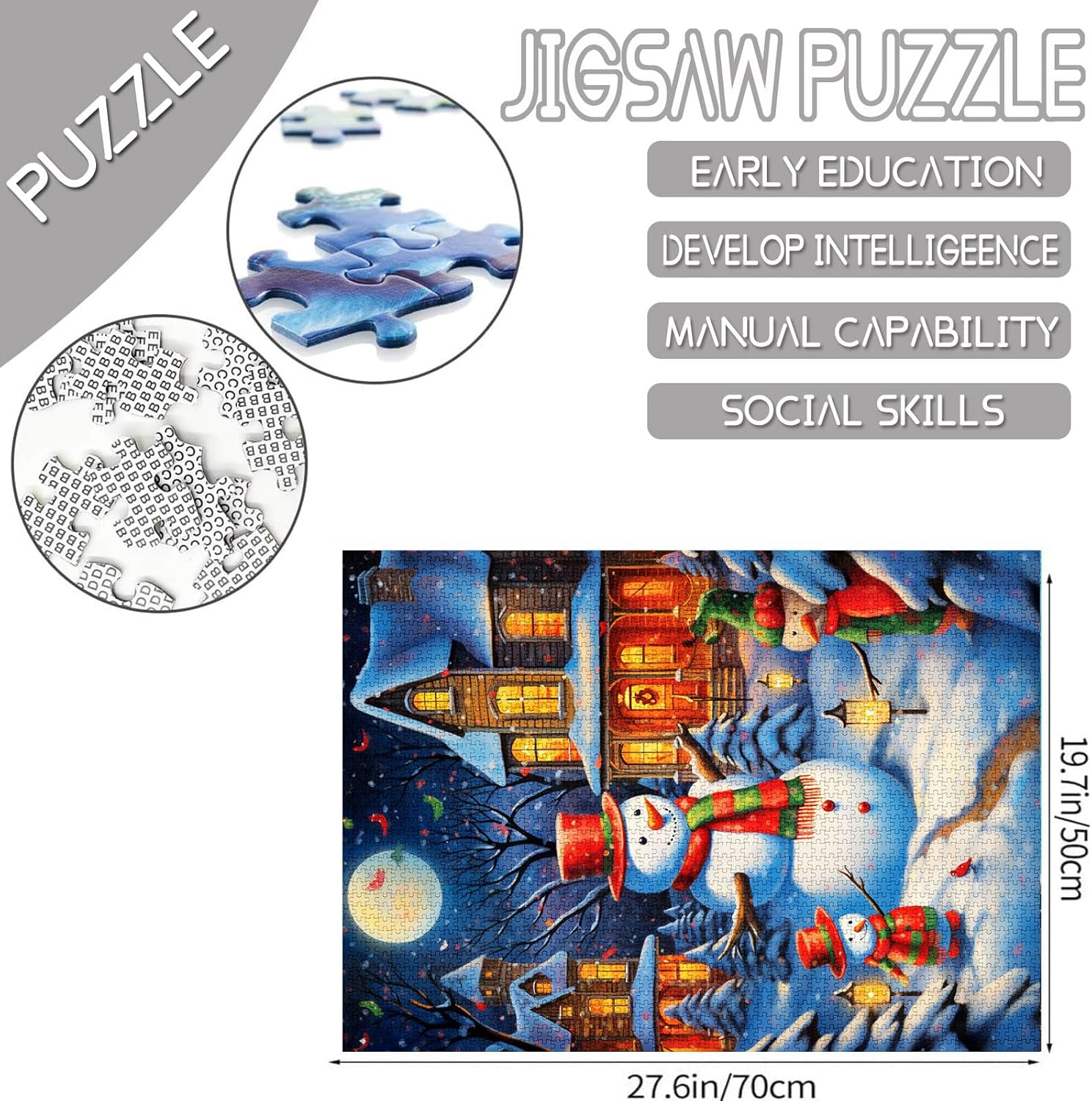 Snowman Under the Nightlight Jigsaw Puzzles