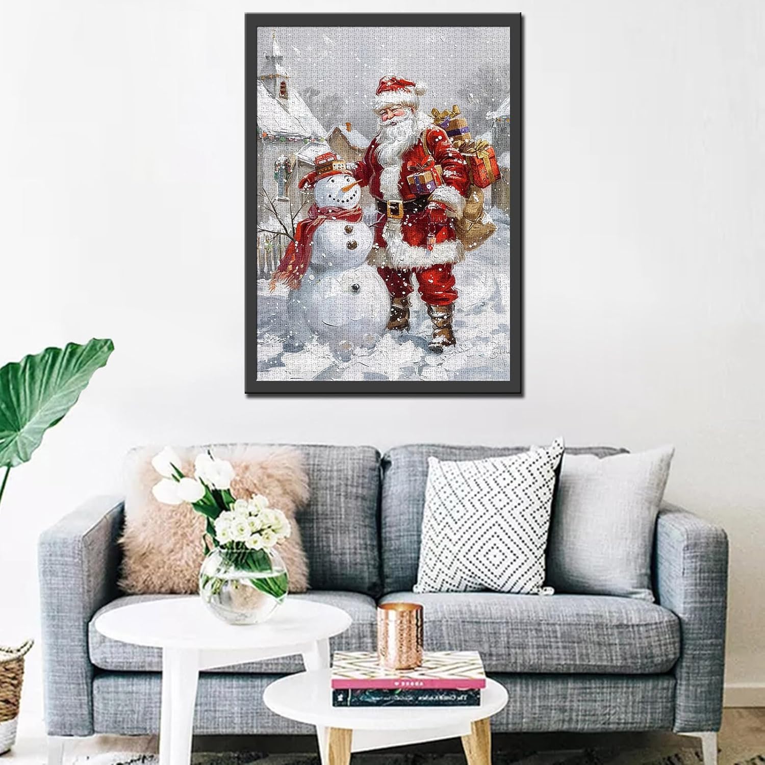 Santa Claus and Snowman in Heavy Snow Jigsaw Puzzles