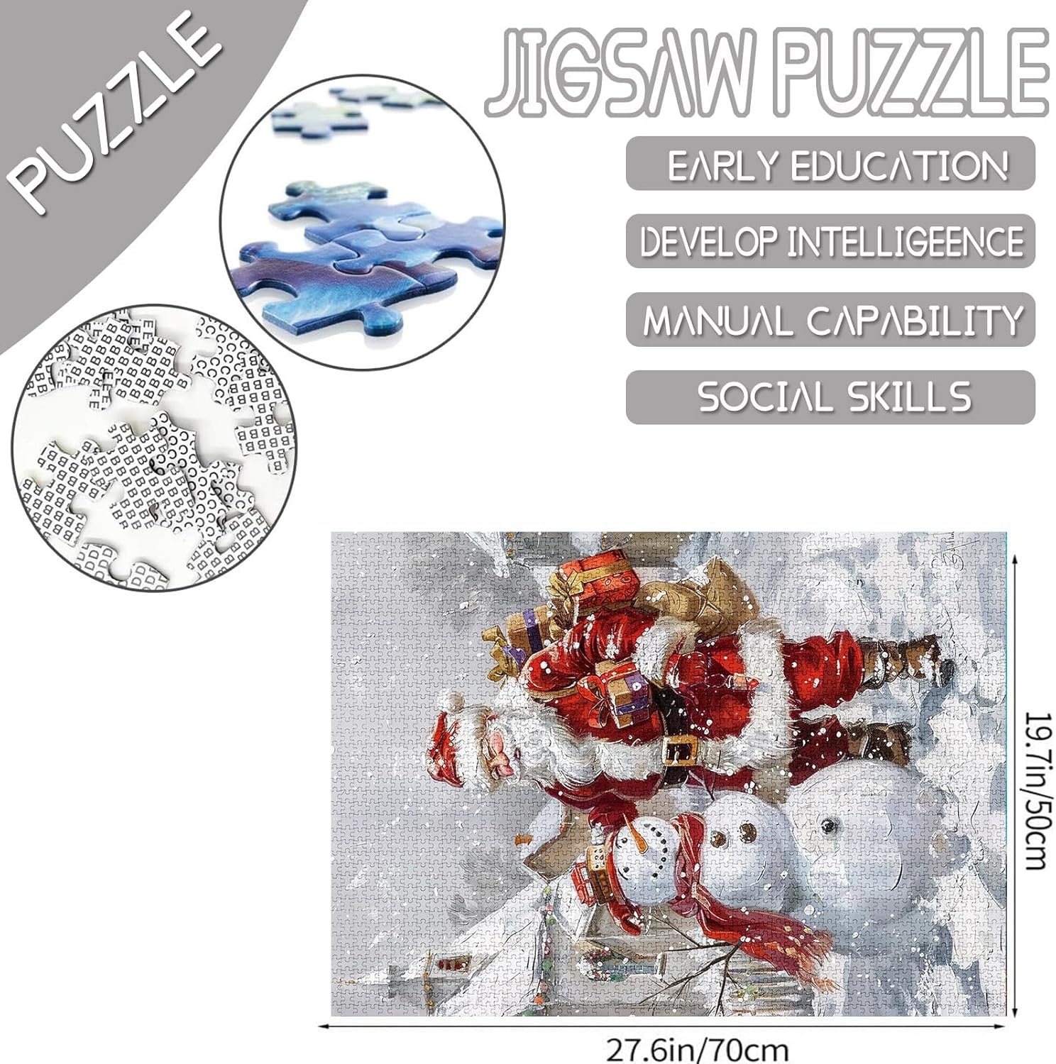 Santa Claus and Snowman in Heavy Snow Jigsaw Puzzles