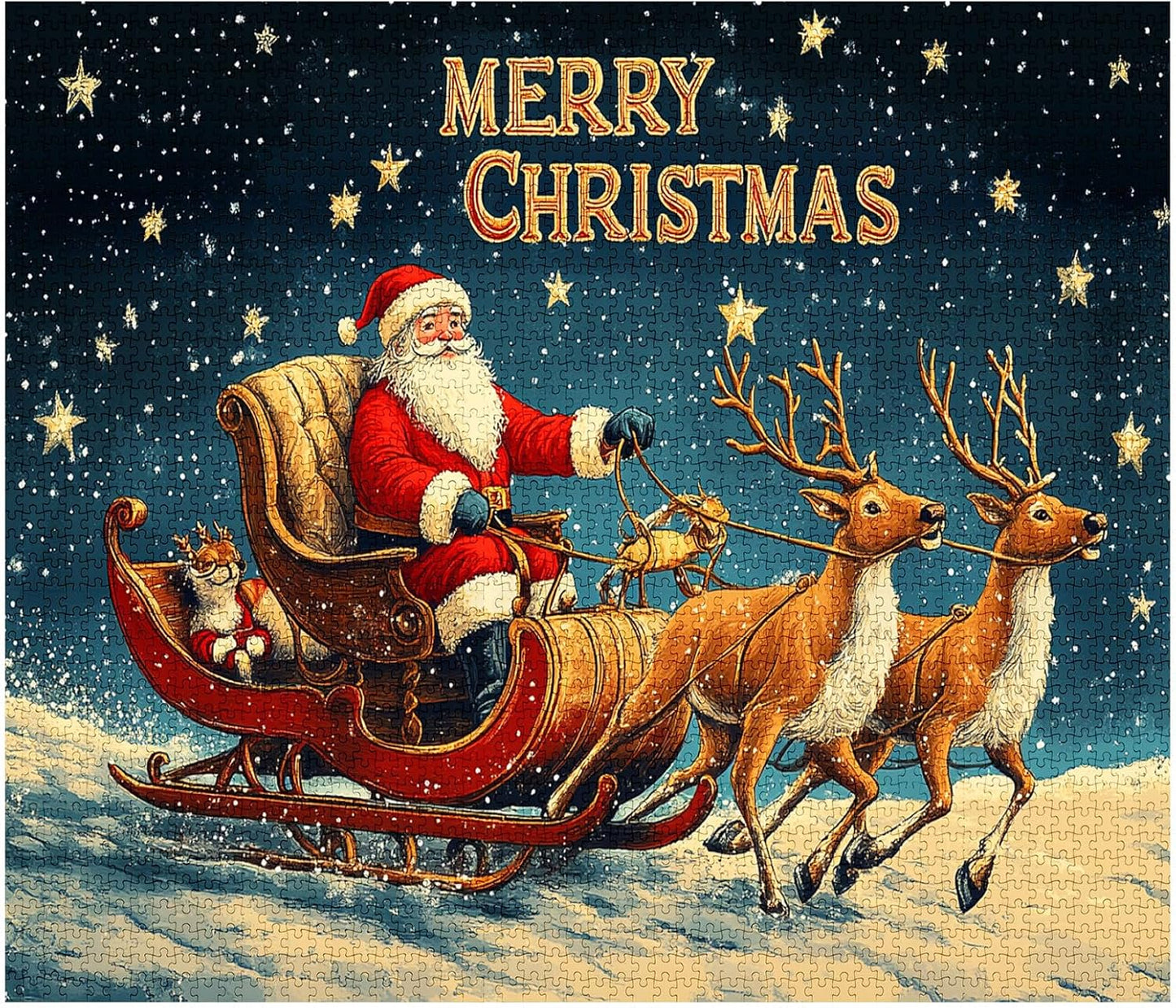 Santa Claus with Reindeer Sleigh Jigsaw Puzzles