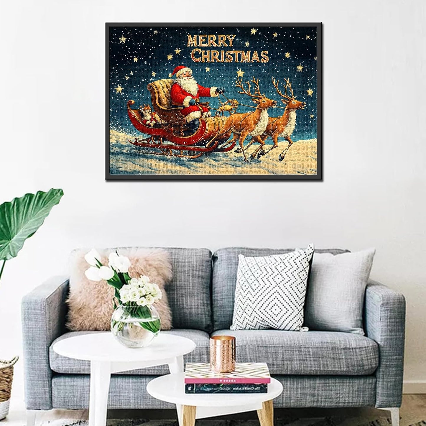 Santa Claus with Reindeer Sleigh Jigsaw Puzzles