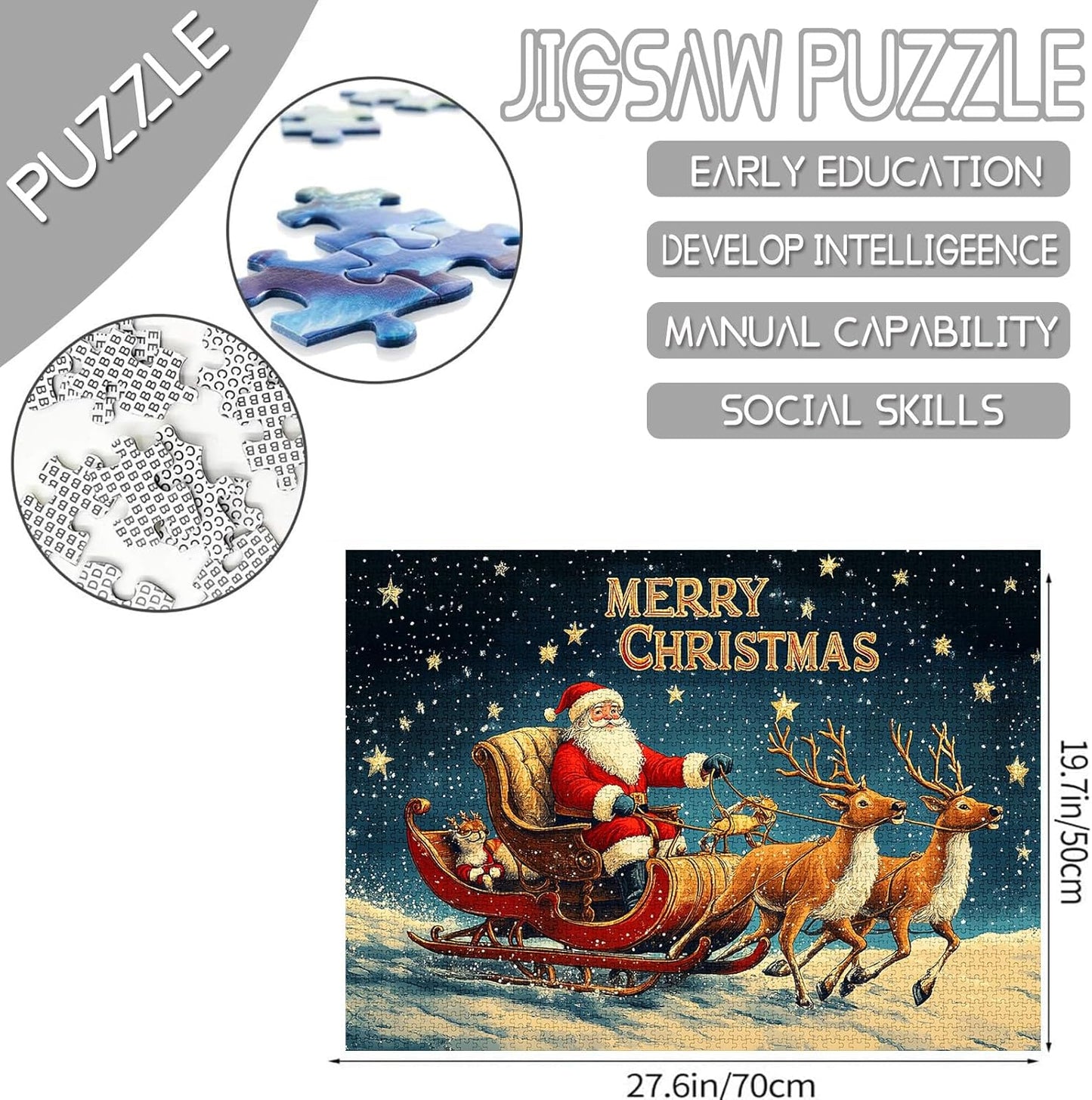 Santa Claus with Reindeer Sleigh Jigsaw Puzzles