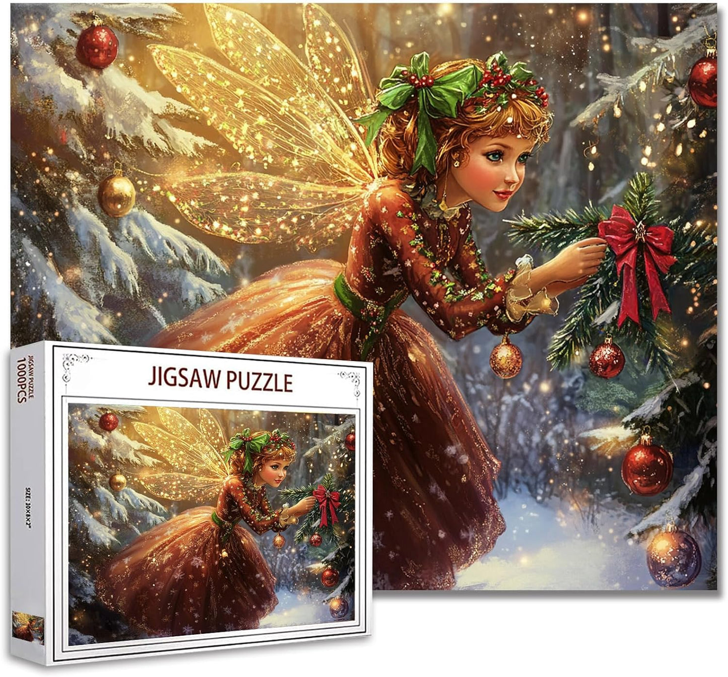 Christmas Elf with Golden Wings Jigsaw Puzzles