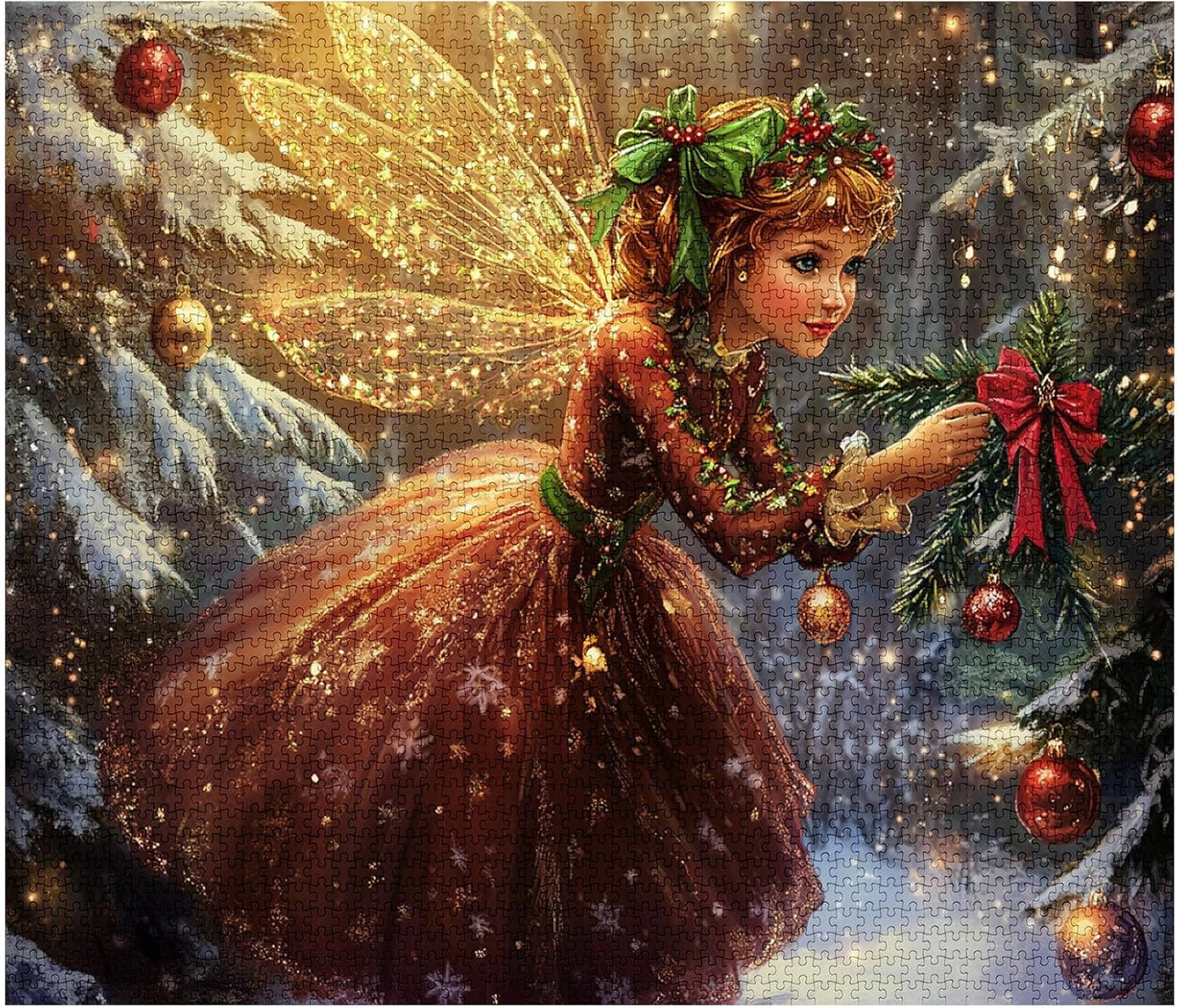 Christmas Elf with Golden Wings Jigsaw Puzzles