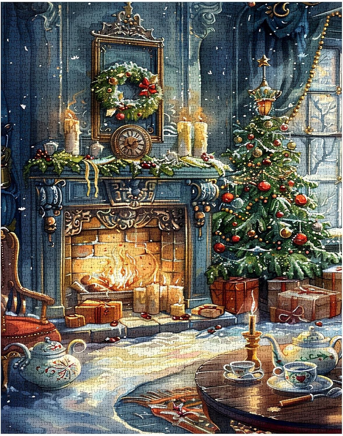 Fireplace on Christmas Eve Jigsaw Puzzles