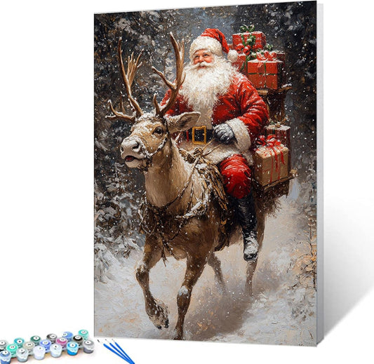 Santa on the Gift Giving Journey Paint by Numbers